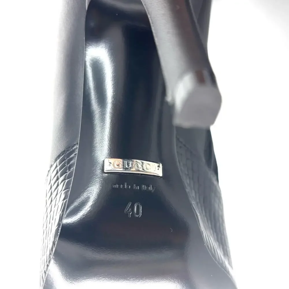 NEW Gucci Harriet Cruise 2023 Snake Emboss Over The Knee High Heel Boots 40